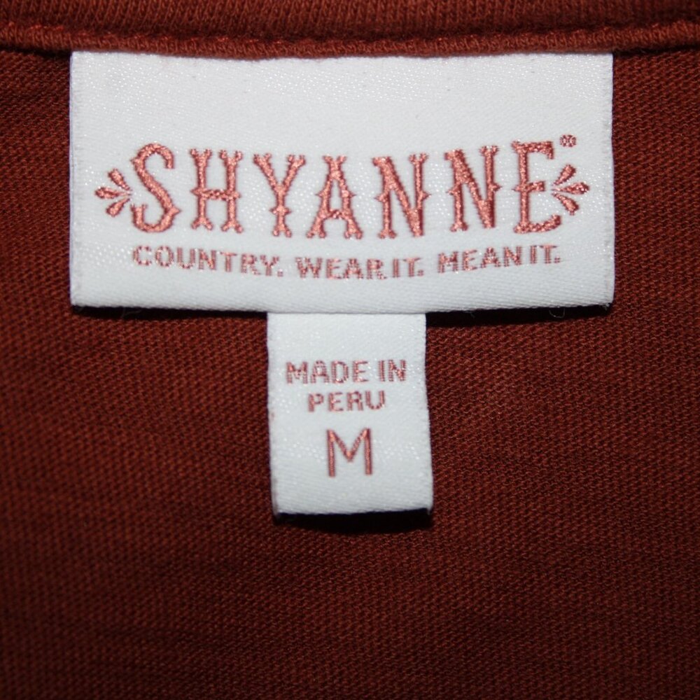 Shyanne Sz M Rust Brown Tan Just Add Whiskey Graphic Hi Lo 100% Cotton Top - Picture 9 of 13